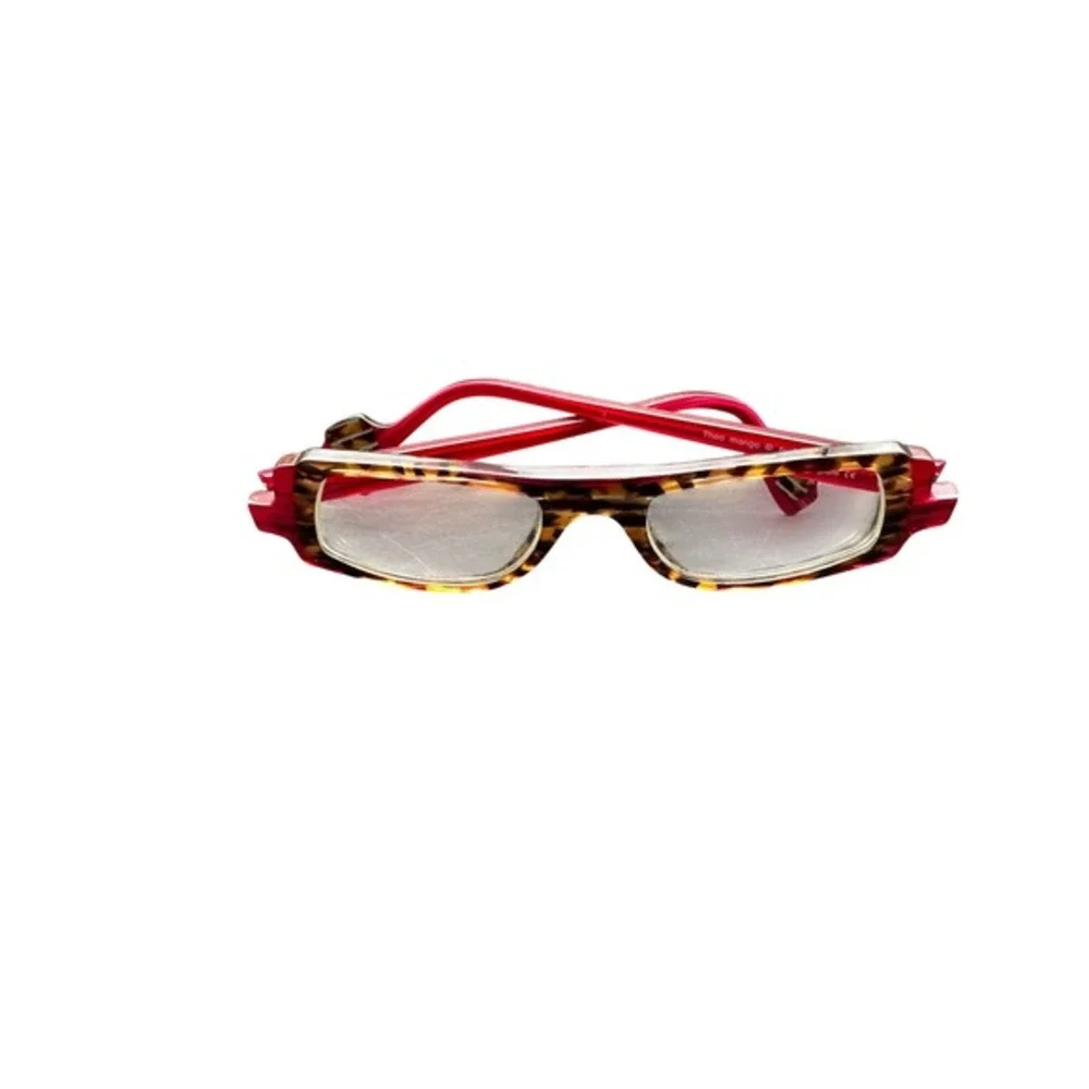 Vintage Theo Mango Eyeglasses Tortoise Pink Architectural Frame Belgium Women KC